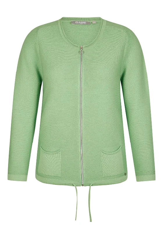 Cotton cardiganRabe Zipped Short Cardigan, Pistachio