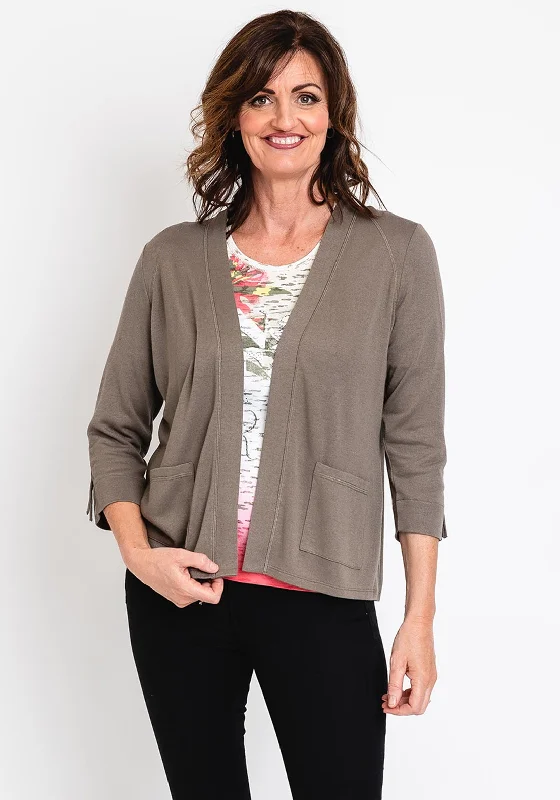 Dark cardiganRabe Lightweight Knit Short Cardigan, Khaki