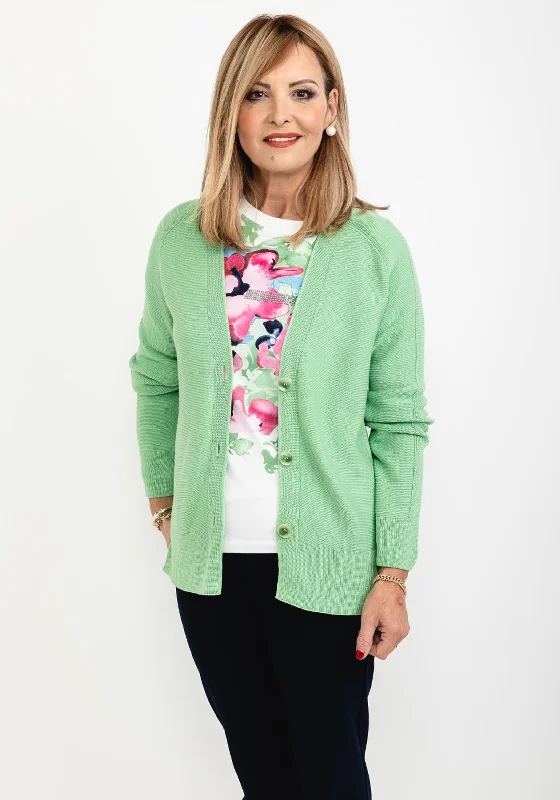 Silk cardiganRabe V Neck Rib Trim Cardigan, Pistachio