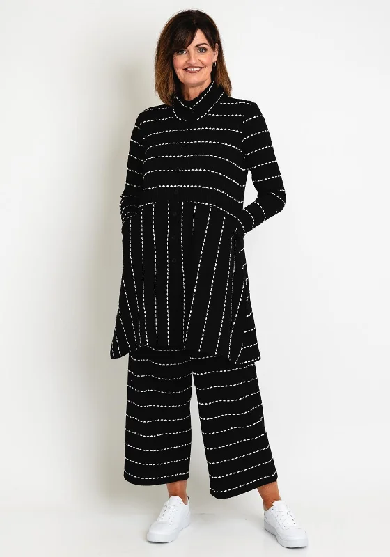 Printed cardiganEver Sassy Stitch Stripe Ribbed Long Cardigan, Black