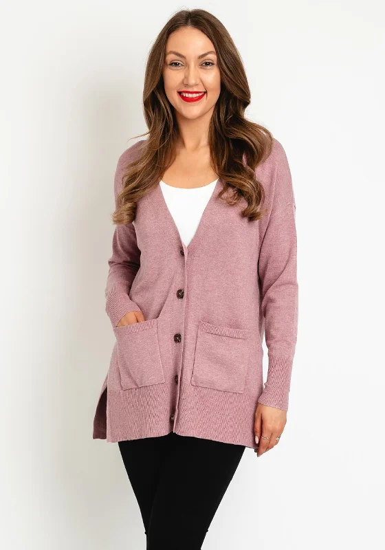 Casual cardiganSoyaconcept Button Down Long Knit Cardigan, Pink