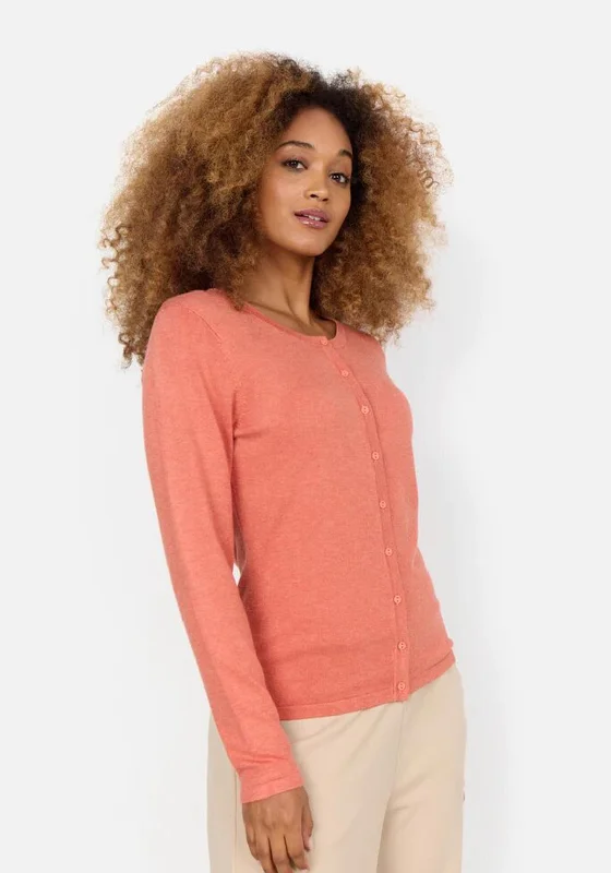 Petite cardiganSoyaconcept Dollie Soft Knit Cardigan, Coral