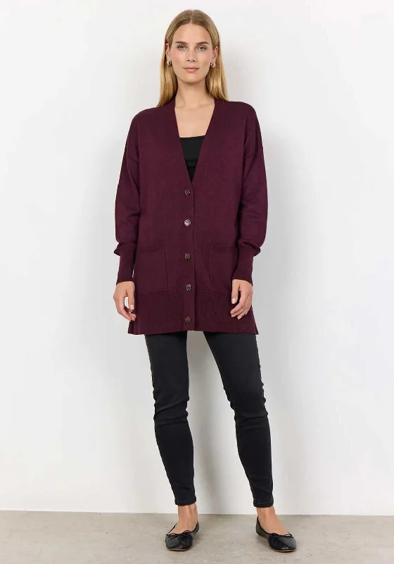 Minimalist cardiganSoyaconcept Dollie V Neck Knit Cardigan, Wine