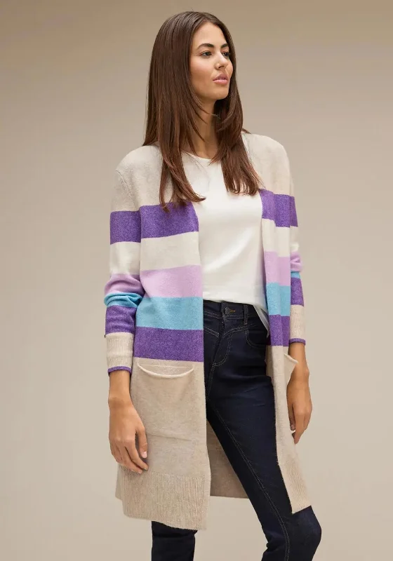 Street One Long Striped Cardigan, Spring Sand Melange