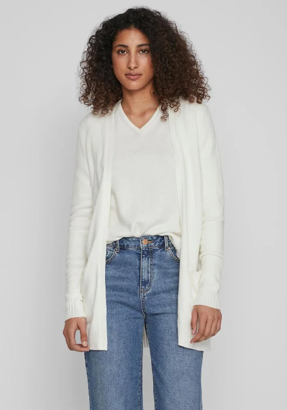 Vila Soft Knit Open Cardigan, White Alyssum