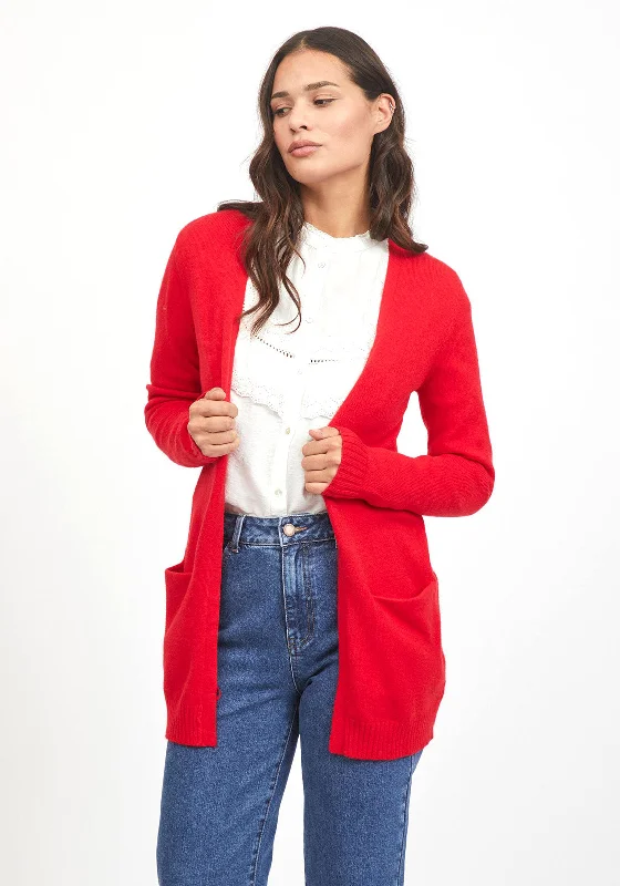 Layered cardiganVila Ril Open Knit Cardigan, Barbados Cherry