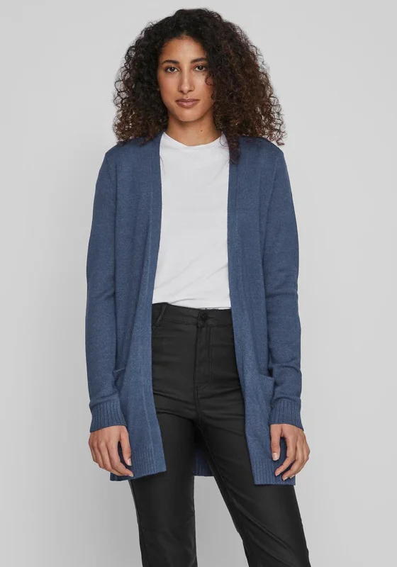 Tech cardiganVila Ril Long Open Knit Cardigan, Bijou Blue