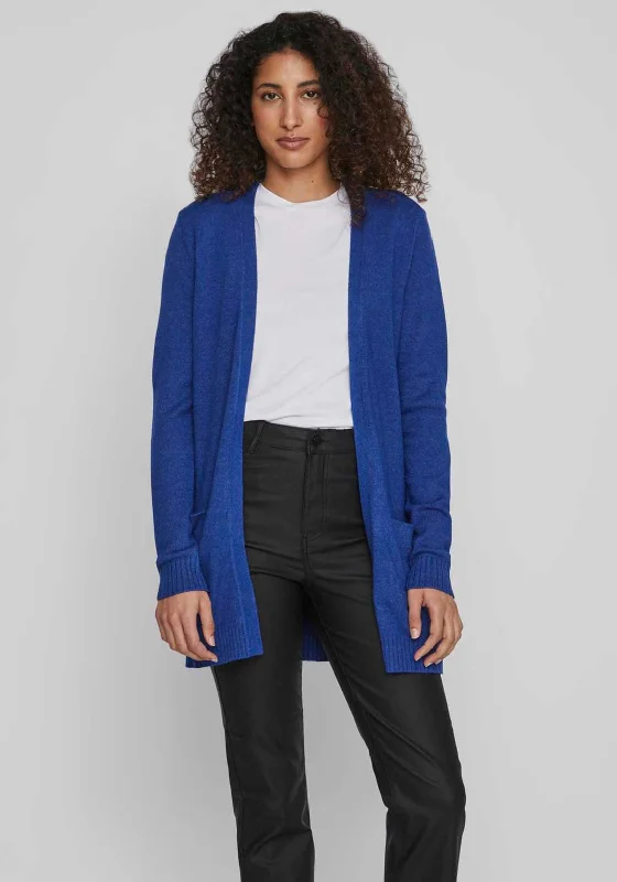 Vila Ril Long Open Knit Cardigan, Mazarine Blue