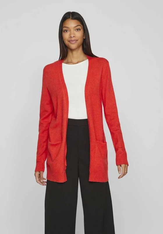 Wrap cardiganVila Ril Long Open Knit Cardigan, Poppy Red