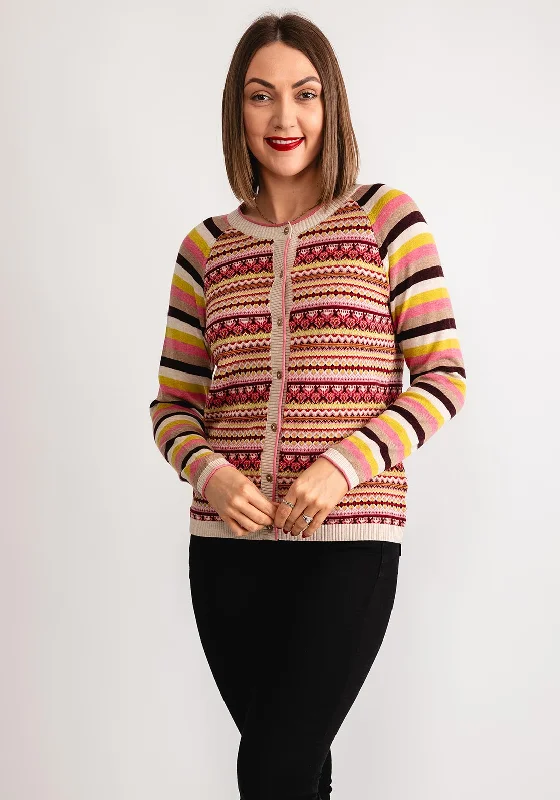 White Stuff Lulu Fair Isle Knit Cardigan, Pink Multi