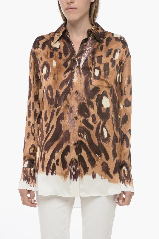 Marni Satin Oversized Shirt with Animalier Print 38 Italian size