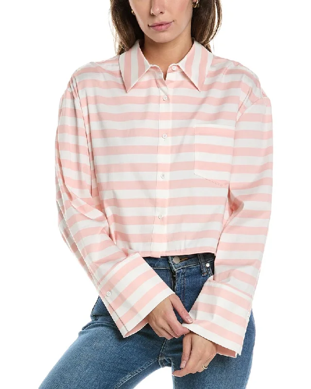 Alice + Olivia Finely Cropped Oversized Shirt