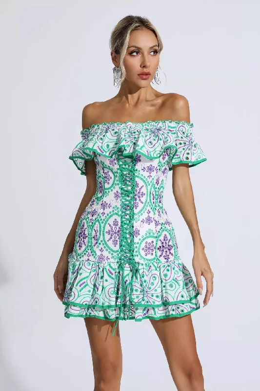 Corset Embroidered Mini Dress