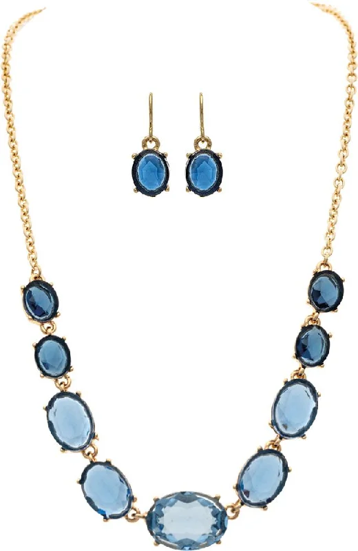 Rain Jewelry Gold & Blue Gradient Crystals Necklace Set