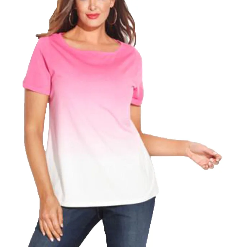 INC Pink Ombre Tie Dye Short Sleeve Knit Top Plus Size