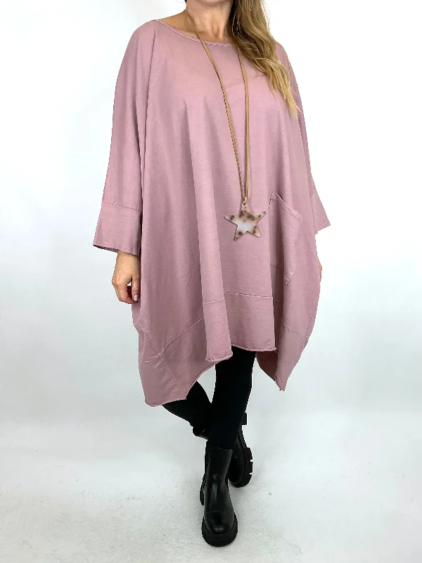 Made in italy Lagenlook Emily Oversized Pocket Sweatshirt in Winter Pink. code 00238