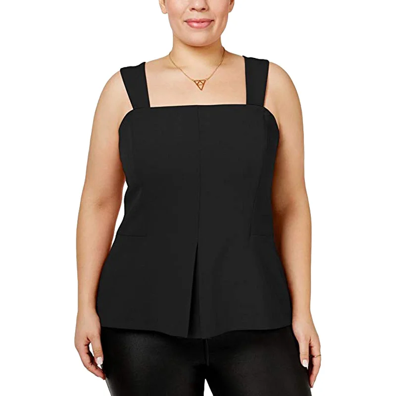 Rachel Roy Black Removable Strap Peplum Bustier Top Plus Size