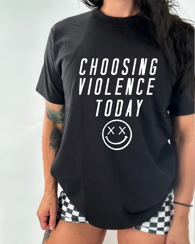 Salty Savage Ladies “Choosing Violence Today” Oversized Boyfriend Tee