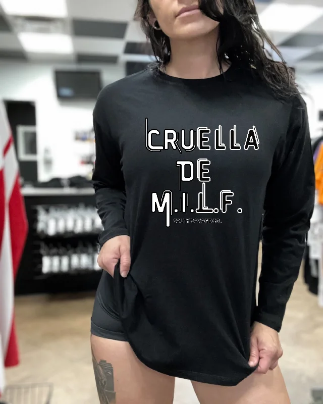 Salty Savage Ladies “Cruella De M.I.L.F” Oversized Long Sleeve Boyfriend Tee