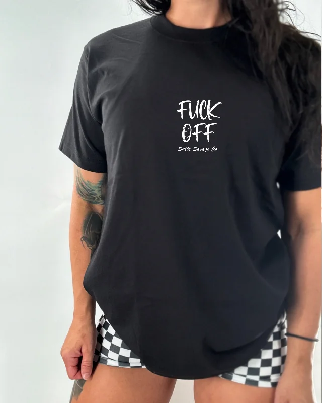 Salty Savage Ladies “Fuck Off” Oversized Boyfriend Tee | Micro