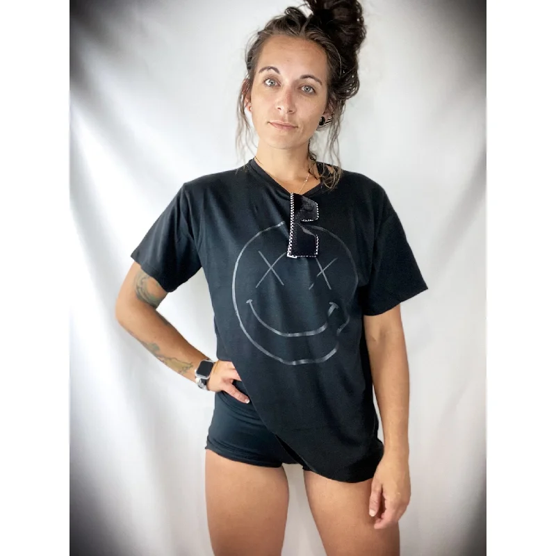 Salty Savage Ladies "OG Smile" Oversized Boyfriend Tee | Black on Black