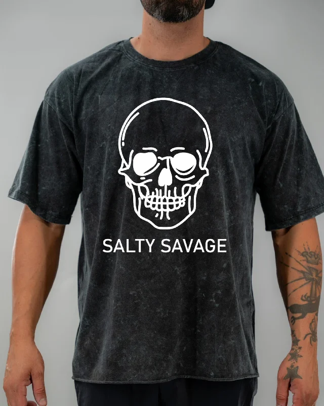 Salty Savage Unisex “Basic Skull” Oversized Tall Crew Tee