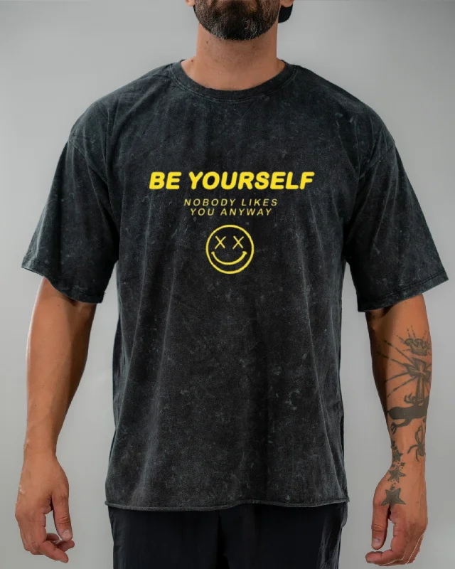 Salty Savage Unisex “Be Yourself” Oversized Tall Crew Tee | Yellow