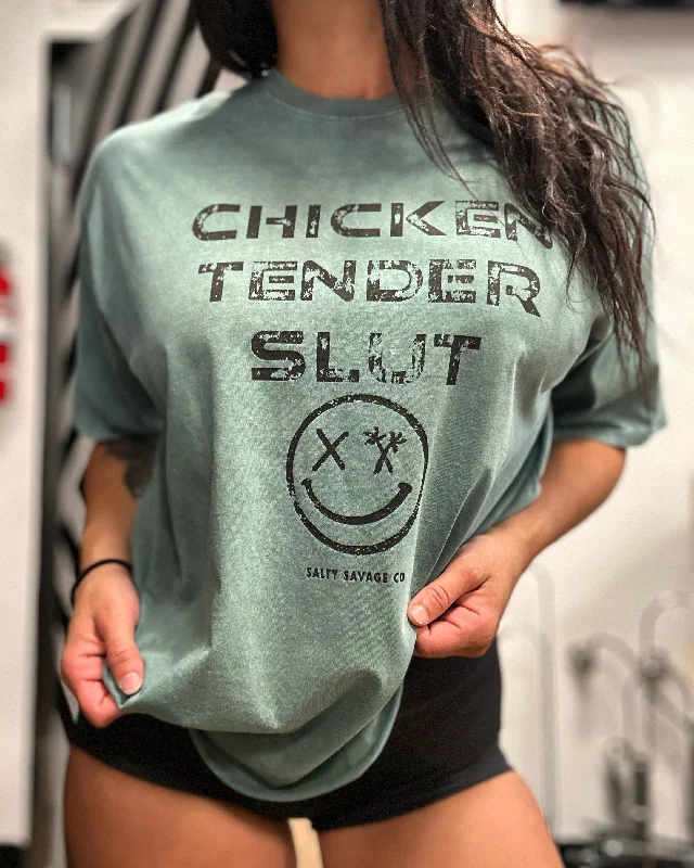 Salty Savage Unisex "CHICKEN TENDER SLUT" Oversized Crew Tee