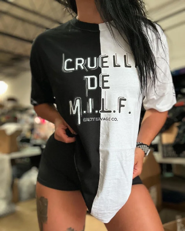 Salty Savage Unisex “Cruella De M.I.L.F” Two Tone Oversized Tee