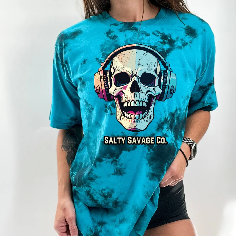 Salty Savage Unisex “Dead Beats” Oversized Tie Dye Crew Tee