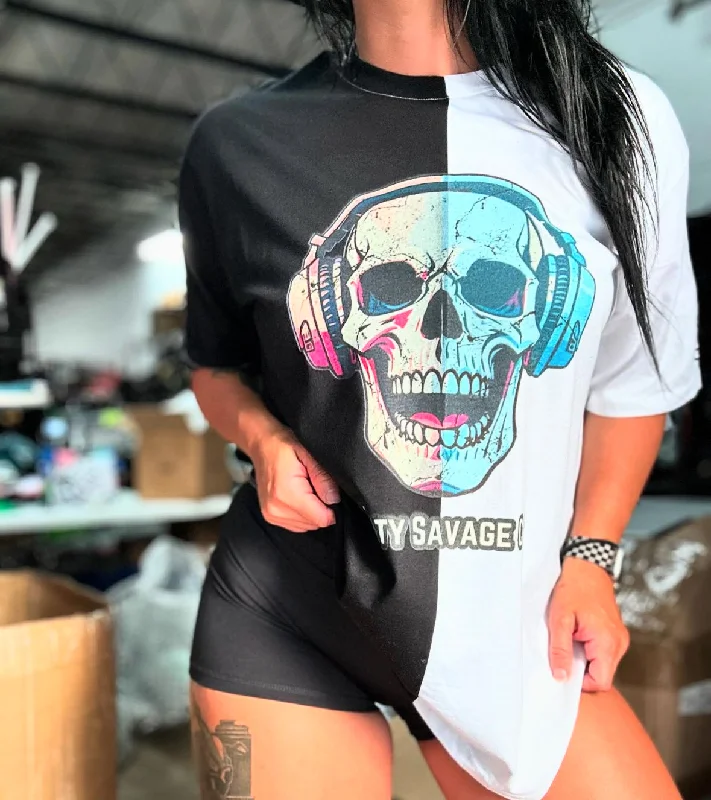 Salty Savage Unisex “DEAD BEATS” Two Tone Oversized Tee