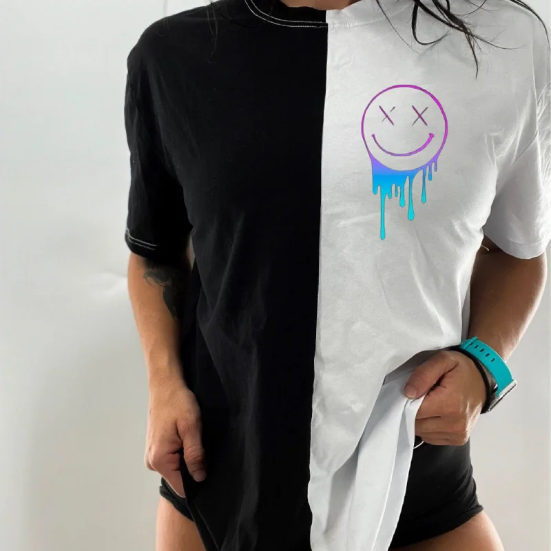 Salty Savage Unisex “OG Drip Smile” Two Tone Oversized Crew Tee | Basic