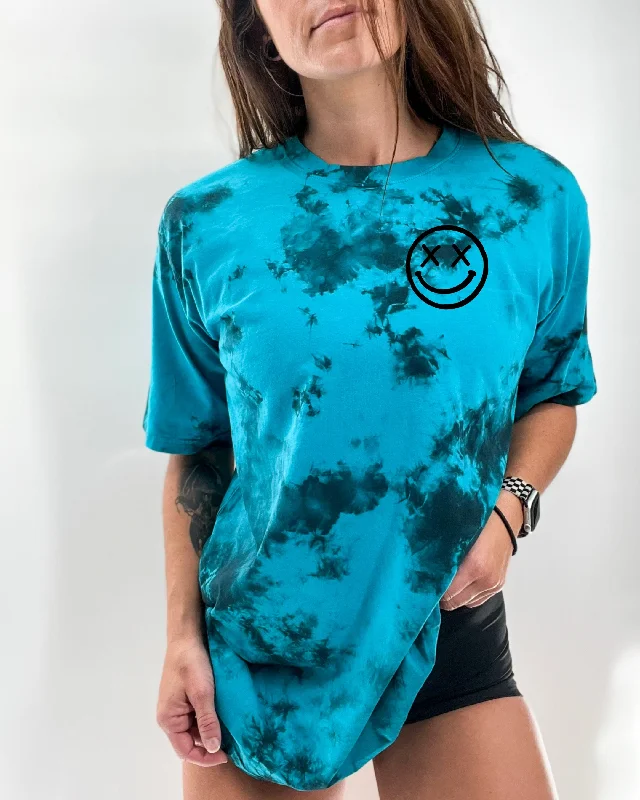 Salty Savage Unisex “OG Smile” Oversized Tie Dye Crew Tee | Basic | Black