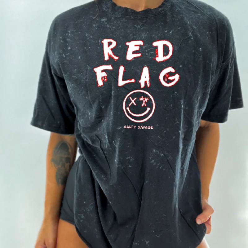 Salty Savage Unisex “RED FLAG" Oversized Tall Crew Tee