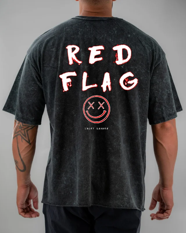 Salty Savage Unisex “RED FLAG” Oversized Tall Crew Tee