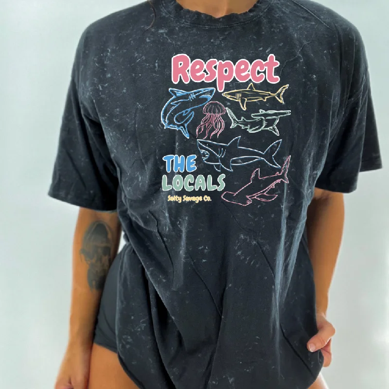 Salty Savage Unisex “Respect the Locals Shark" Oversized Crew Tee