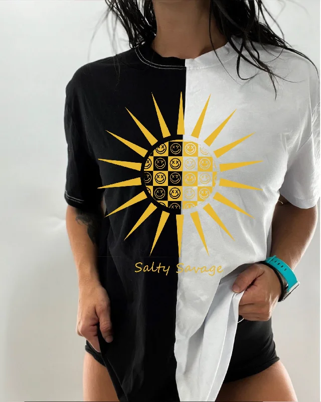 Salty Savage Unisex “Salty Sunburst” Two Tone Oversized Tee