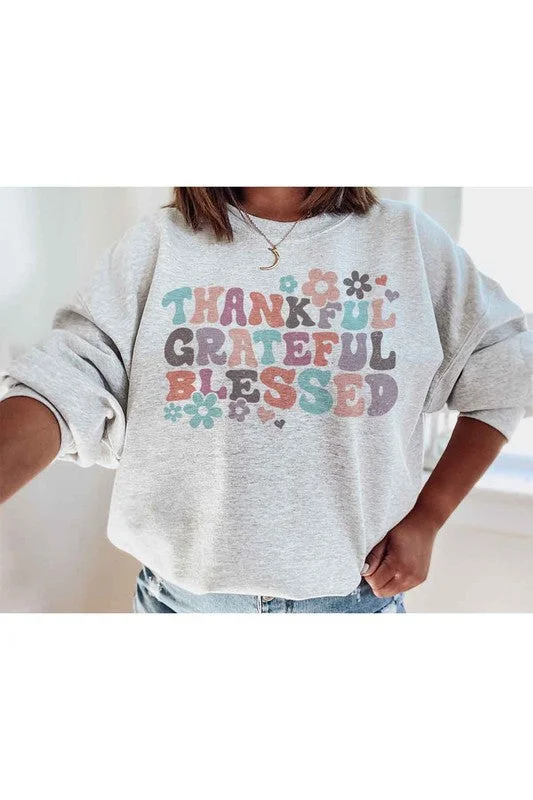 THANKFUL BLESSED GRAPHIC SWEATSHIRT PLUS SIZE