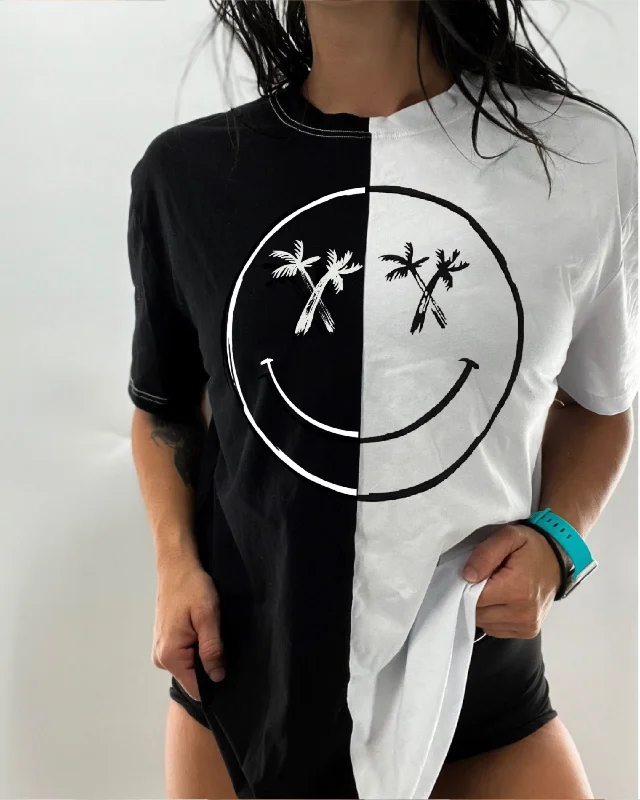 Unisex "Palm Smile" Two Tone Oversized Tee | Yin Yang Edition