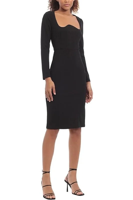 Donna Morgan Long Sleeve Scuba Crepe Sheath Dress