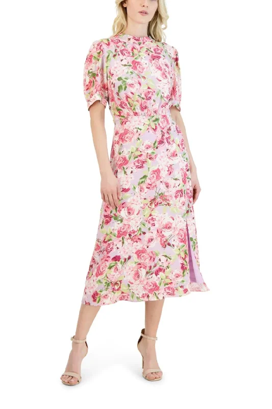 Julia Jordan Mock Neck Balloon Sleeve Midi Dress